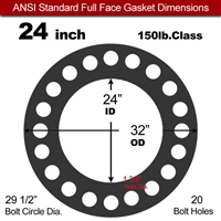 60 Duro Buna-N Full Face Gasket - 150 Lb. - 1/16" Thick - 24" Pipe