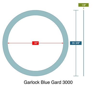 Garlock 3000 NBR Custom Segmented Ring Gasket  - 1/8" x 35 3/8" OD x 30â€ id