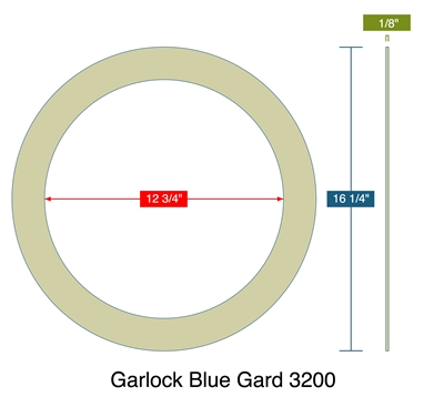 Garlock 3200 SBR Ring Gasket - 1/8" Thick - 12.75â€ ID - 16.25â€ OD