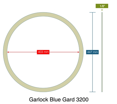 Garlock 3200 SBR Ring Gasket - 1/8" Thick - 403 mm ID - 447 mm OD