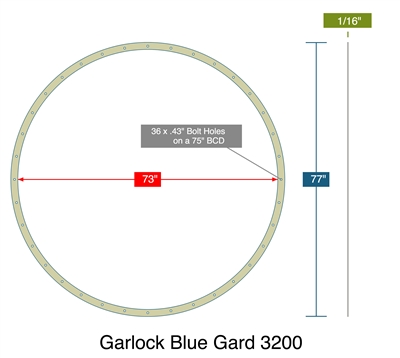 Garlock 3200 SBR Customer Full Face Gasket - 1/16" Thick - M_55