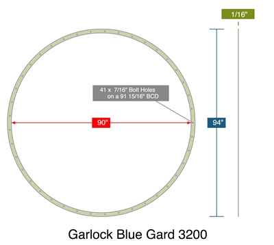 Garlock 3200 SBR Customer Full Face Gasket - 1/16" Thick - M_75