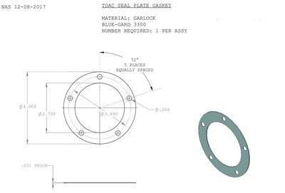 Seal Plate Gasket Custom Full Face - 1/32" x 2.75" ID x 4" OD