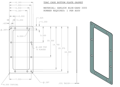 Case Bottom Plate Gasket - 1/32" x 8.18" x 16" OD