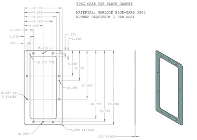 Case Top Plate Gasket - 1/32" x 8.18" x 16" OD