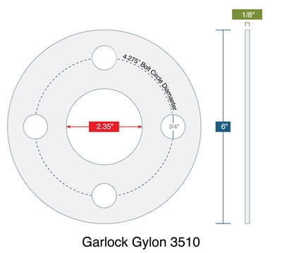 Garlock GylonÂ® 3510 Custom FF Gasket - 1/8" x 2.350" x 6"