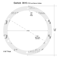 Garlock GylonÂ® 3510 Custom FF Gasket 6" x 7.25" FF - 1/16" Thick