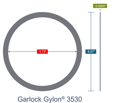 Garlock GylonÂ® 3530 Custom Ring Gasket 1/32" x 5.73" ID x 6.57" OD