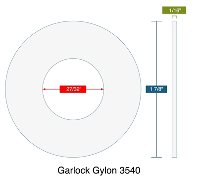 Garlock GylonÂ® 3540 Ring Gasket - 150 Lb. - 1/16" Thick - 1/2" Pipe