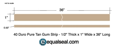 40 Duro Pure Tan Gum Rubber Strip - 1/2" Thick x 1" x 36"