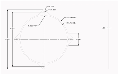 C-4401 Green N/A NBR Custom Gasket - 1/32" Thick - 7.75" ID x 8.090" OD