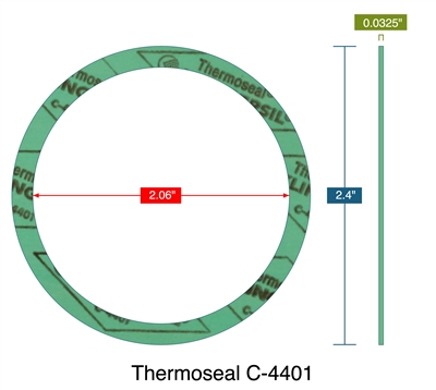 C-4401 Green N/A NBR Ring Gasket - 1/32" Thick - 2.06" ID x 2.4" x OD