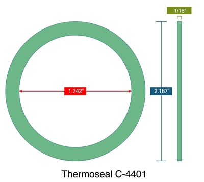 Klinger C-4401Â® Custom Ring Gasket - 1/16" Thick -2.167" OD - 1.742" ID