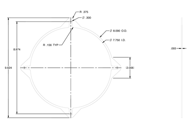 C-4401 Green N/A NBR Custom Gasket - 3/32" Thick - 7.75" ID x 8.090" OD