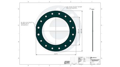 Thermoseal Klingersil C-4401 -  1/8" Thick - Full Face Gasket - 14.5" ID - 21" OD - 14 x .96" Holes on 18.25" 2 holes 1.13