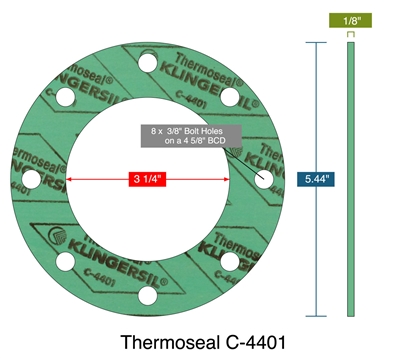 C-4401 Green Custom Full Face Gasket - 1/8" Thick - 3.25" x 5.44"