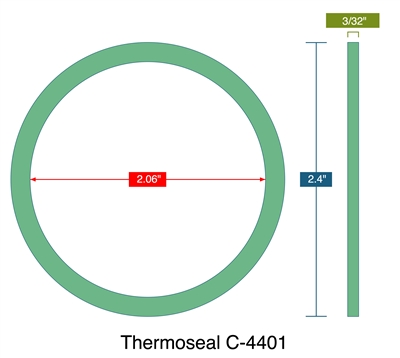 C-4401 Green N/A NBR Ring Gasket - 3/32" Thick - 2.06" ID x 2.4" x OD