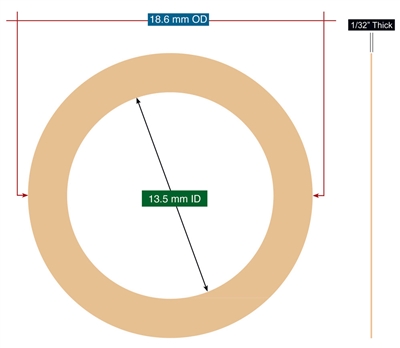 EQ 500 Fawn PTFE and Silica - Ring Gasket - 1/32" x 13.5mm ID x 18.6mm OD