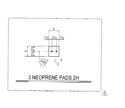 50 Duro Neoprene Rubber Pad With Holes - 5" x 5" x 1/4" Thick With (4) Holes