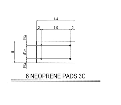 50 Duro Neoprene Rubber Pad With Holes - 9" x 16" x 1/4" Thick With (4) Holes