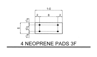 50 Duro Neoprene Rubber Pad With Holes - 6" x 12" x 1/4" Thick With (4) Holes