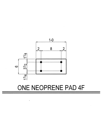 50 Duro Neoprene Rubber Pad With Holes - 6" x 12" x 1/4" Thick With (4) Holes