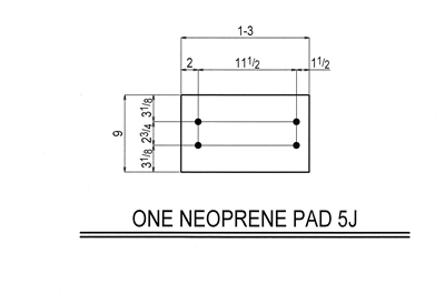 50 Duro Neoprene Rubber Pad With Holes - 9" x 15" x 1/4" Thick With (4) Holes