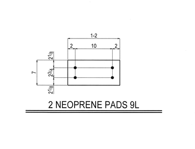 50 Duro Neoprene Rubber Pad With Holes - 7" x 14" x 1/4" Thick With (4) Holes