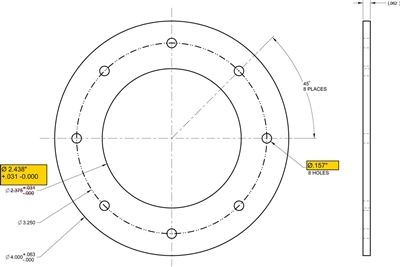 Equalseal EQ 535 Custom Full Face Gasket - 1/16" x 2.438" ID x 4" OD