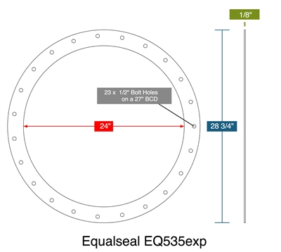 Equalseal EQ 535 Custom Full Face Gasket - 24" ID x 28.75" OD x 1/8" Thk