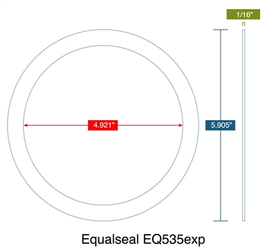 Equalseal EQ 535 Custom Ring Gasket - .063" Thick x 125mm ID x 150mm OD