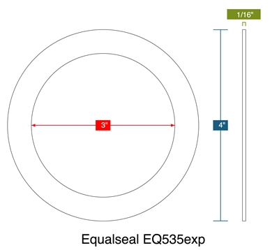 Equalseal EQ 535 Custom Ring Gasket - 3" ID x 4" OD x 1/16"
