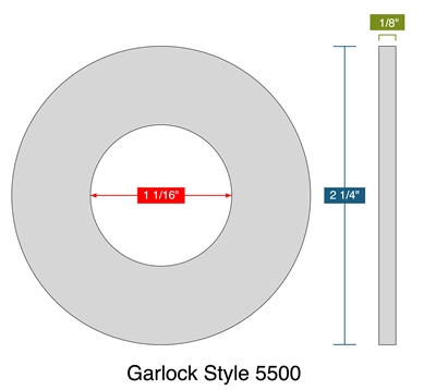 Garlock Style 5500 -  1/8" Thick - Ring Gasket - 150 Lb. - 0.75"