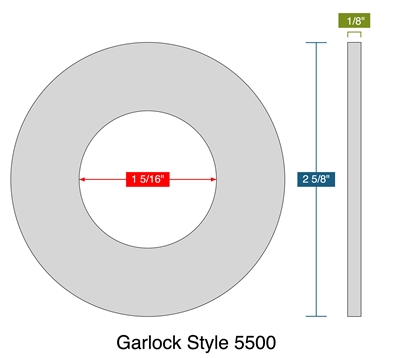 Garlock Style 5500 -  1/8" Thick - Ring Gasket - 150 Lb. - 1"