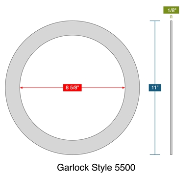 Garlock Style IFG 5500 -  1/8" Thick - Ring Gasket - 150 Lb. - 8"