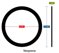 60 Durometer Neoprene Ring Gasket - 9.75" ID x 11.75" OD x 1/4" Thick