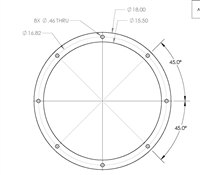 EQ 750G N/A NBR Full Face Gasket - 15.5" ID x 18" OD x 3/16"  - 8 x .46" bolt holes on a 16.82" BCD