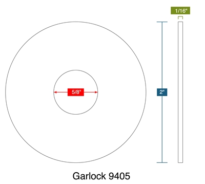 Garlock 9405 -  1/16" Thick - Ring Gasket - .625" ID - 2" OD