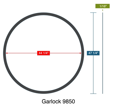 GarlockÂ® 9850 Custom Ring Gasket - 1/16" Thick 44.25" ID x 47.25" OD