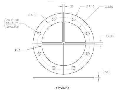 Garlock Blue-Gard 3000 -  1/16" Thick - Custom Gasket -Per Drawing #4 Pass HX