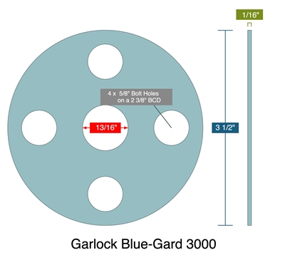 Garlock Blue-Gard 3000 - Full Face Gasket - 1/16" Thick - 1/2" 150# PSA one side for strainers
