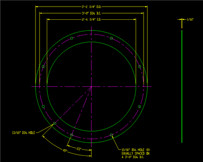 Garlock Blue-Gard 3000 - Full Face Gasket -  1/16" Thick - 30.75" ID - 38.75" OD - 9 x .8125" Holes on a 36" Bolt Circle Diameter