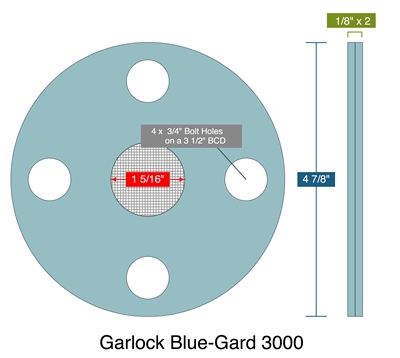 Garlock Blue-Gard 3000 -  1/8" Thick - Full Face Strainer Gasket - 100 Mesh -300/400/600 Lb. - 1"