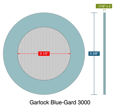 Garlock Blue-Gard 3000 -  1/8" Thick - Ring Strainer Gasket - 100 Mesh -150 Lb. - 3"