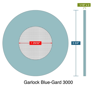 Garlock Blue-Gard 3000 -  1/16" Thick - Ring Strainer Gasket - 20 Mesh -300/400/600 Lb. - 1.5"