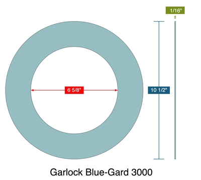 Garlock Blue-Gard 3000 - Ring Gasket -  1/16" Thick - 6" 600 LB