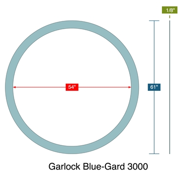 Garlock Blue-Gard 3000 -  1/8" Thick - Ring Gasket - 150 Lb./150 Lb. Series A - 54"