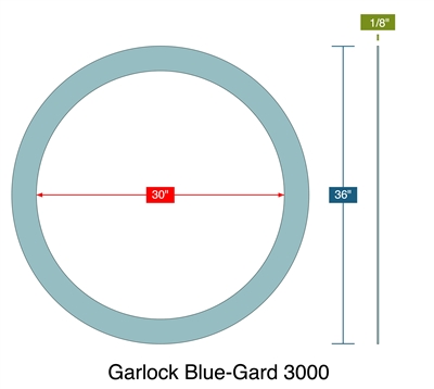Garlock Blue-Gard 3000 -  1/8" Thick - Ring Gasket - 30" ID - 36" OD