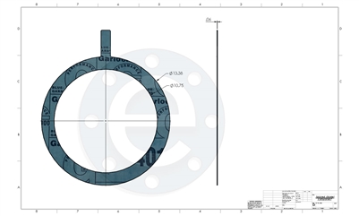 Garlock Blue-Gard 3000 - Tabbed Ring Gasket - 1/16" Thick - 10" - 150# PSA one side for strainers