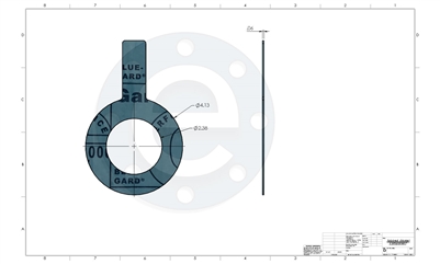 Garlock Blue-Gard 3000 - Tabbed Ring Gasket - 1/16" Thick - 2" 150# PSA one side for strainers